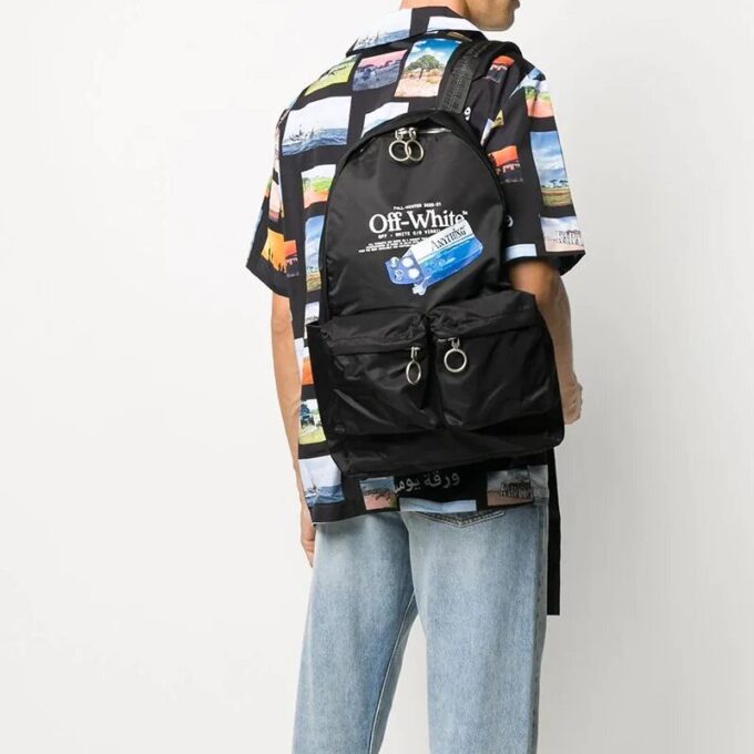 20 Logo Slogan Alphabet Printing Industrial Style Multiple Pockets Backpack Schoolbag
