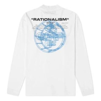 3D Logo Printing Round Neck Long Sleeves Unisex White