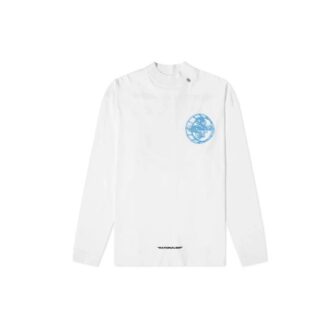 3D Logo Printing Round Neck Long Sleeves Unisex White