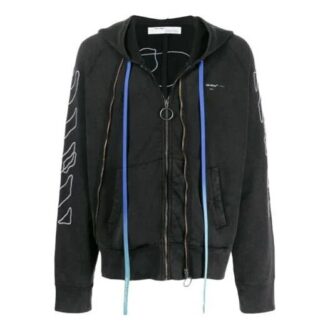 Abstract Arrows Arrow Washed Distress Zipper Ordinary Version Black