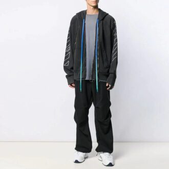 Abstract Arrows Arrow Washed Distress Zipper Ordinary Version Black