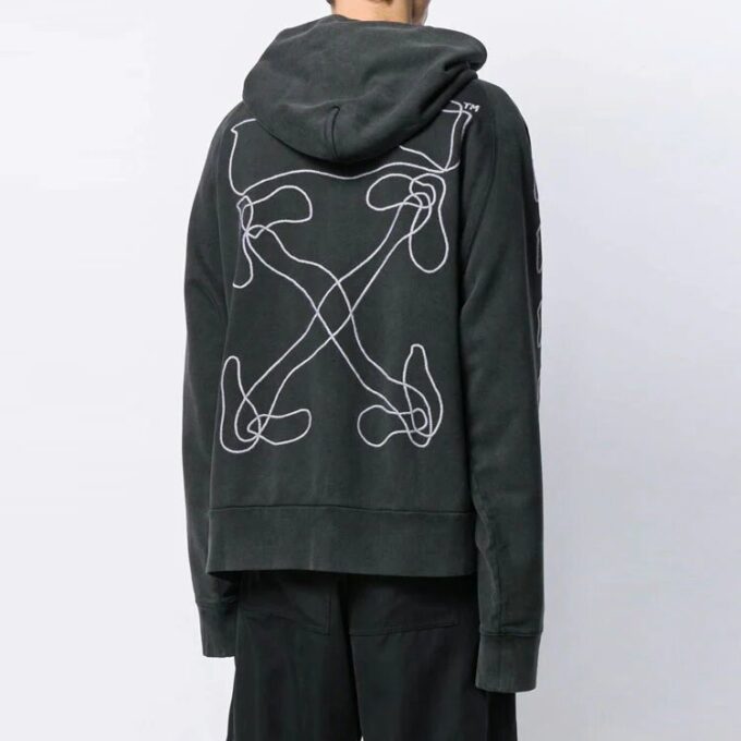 Abstract Arrows Arrow Washed Distress Zipper Ordinary Version Black