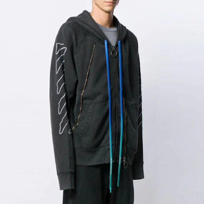 Abstract Arrows Arrow Washed Distress Zipper Ordinary Version Black