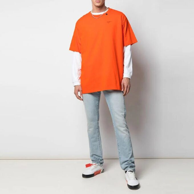 Abstract Arrows Embroidery Short Sleeve Oversize