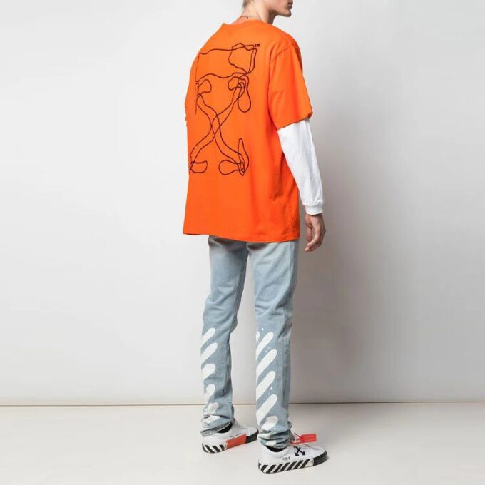 Abstract Arrows Embroidery Short Sleeve Oversize