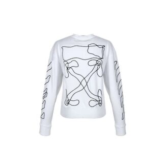 Abstract Arrows Sweatshirt Arrow Long Sleeves Pullover White