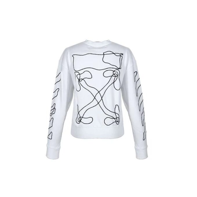 Abstract Arrows Sweatshirt Arrow Long Sleeves Pullover White