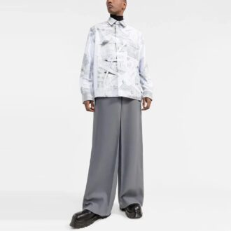 Abstract Print Button Front Shirt