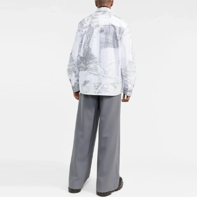 Abstract Print Button Front Shirt