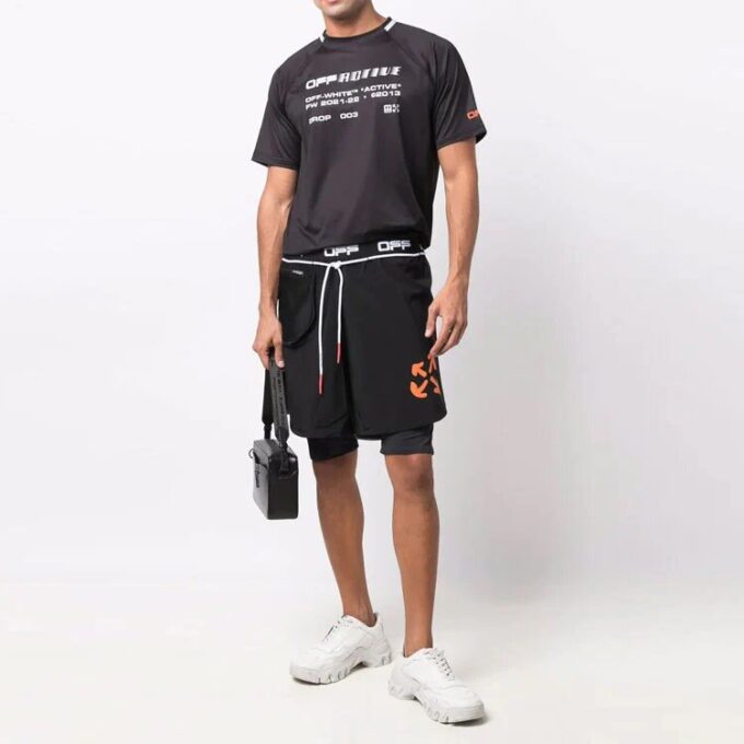 Active Arrow Pattern Sports Shorts Version Black
