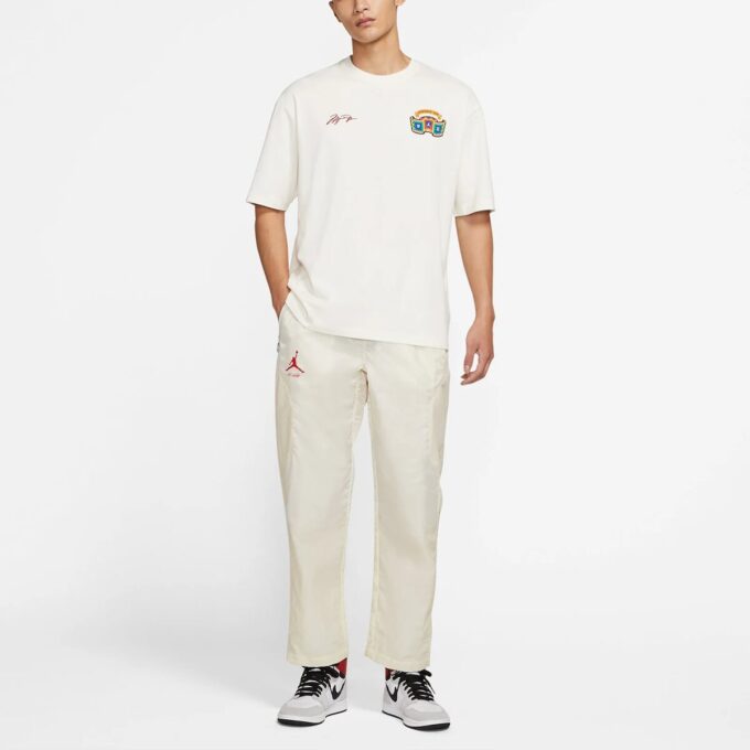 Air Jordan x Off-White Logo Printing Sports Long Pants “Cream White”