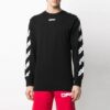 Airport Tape Printing Stripe Round Neck Black