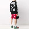 Airport Tape Printing Stripe Round Neck Black