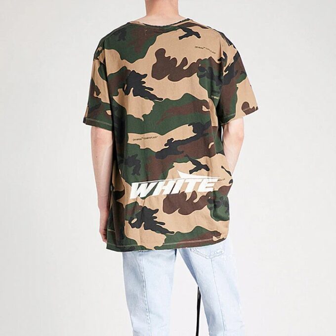 Alphabet Embroidered Short Sleeve Unisex Camouflage