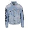 Alphabet Logo Pattern Printing Cotton Washed Denim Jacket Blue