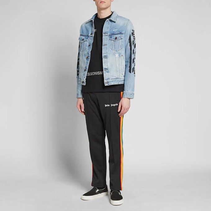 Alphabet Logo Pattern Printing Cotton Washed Denim Jacket Blue