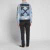 Alphabet Logo Pattern Printing Cotton Washed Denim Jacket Blue
