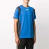 Alphabet Pattern Colorblock Round Neck Short Sleeve Blue Gray