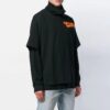 Alphabet Pattern Printing Zipper lapel Long Sleeves Black