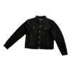 Alphabet Patterned Turn Down Collar Denim Jacket “Black”