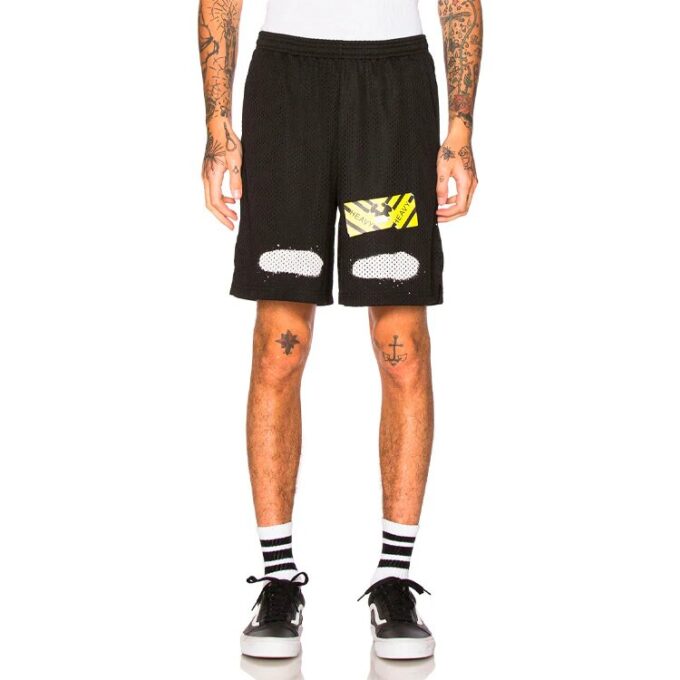 Alphabet Printing Casual Shorts Black