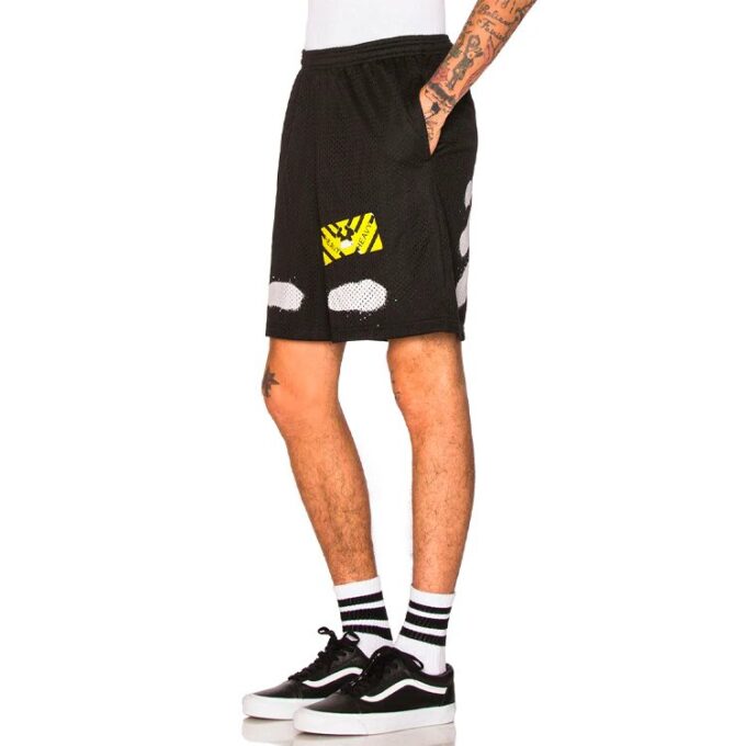 Alphabet Printing Casual Shorts Black