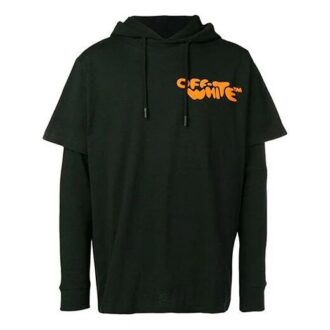 Alphabet Printing Long Sleeves hoodie Black