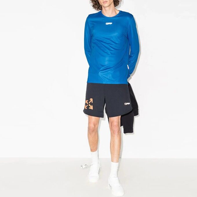 Alphabet Printing Long Sleeves Sports Long Sleeves Ordinary Version Blue