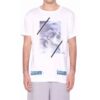 Alphabet Waves Printing Round Neck Casual Short Sleeve White T-Shirt