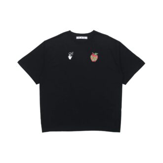 Apple Printing Arrow Short Sleeve Loose Fit Black