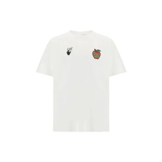 Apple Printing Short Sleeves Relaxed Fit Mens White