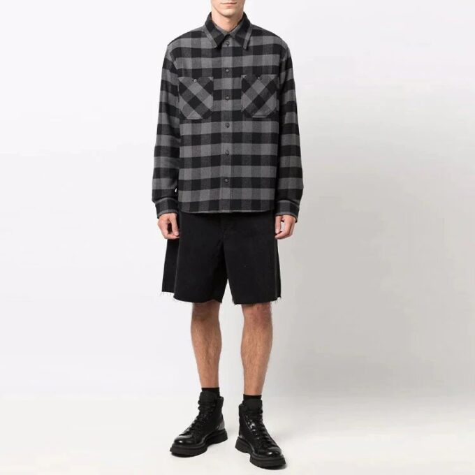 Arrow flannel Plaid Long Sleeves Shirt Version Black
