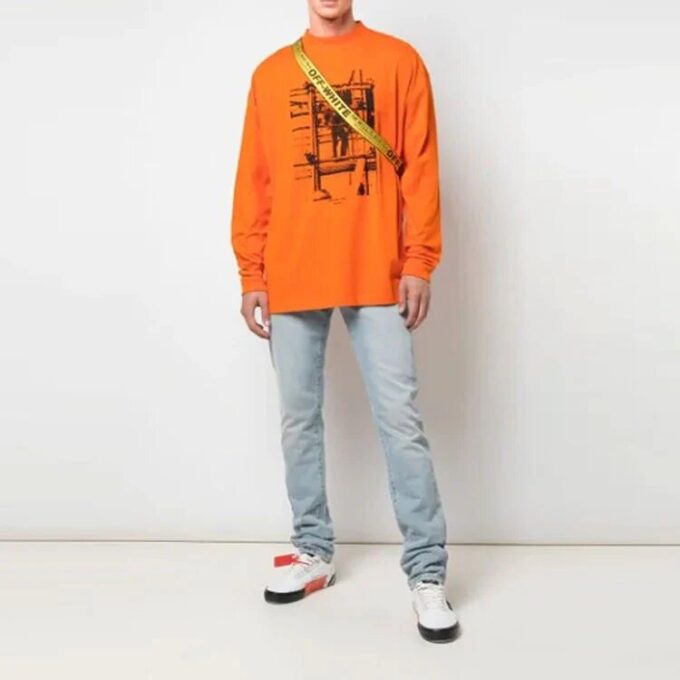Arrow Logo Pattern Printing Long Sleeves Orange
