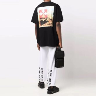 Arrow Logo Pattern Printing Short Sleeve Loose Fit Black