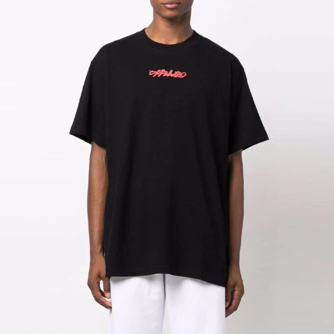 Arrow Logo Pattern Printing Short Sleeve Loose Fit Black