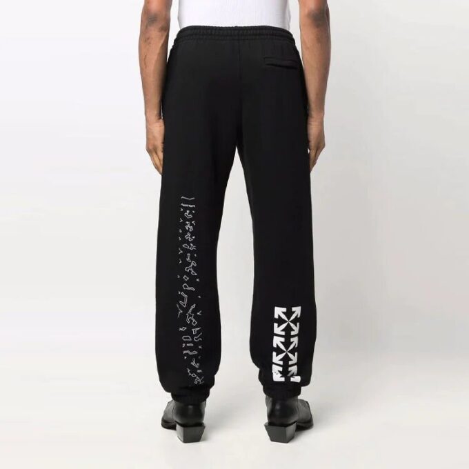 Arrow Logo Printing Athleisure Casual Sports Pants Black