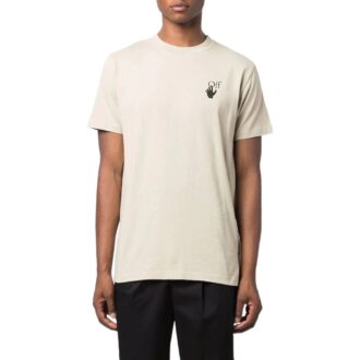 Arrow Logo Printing Round Neck Short Sleeve Creamy White