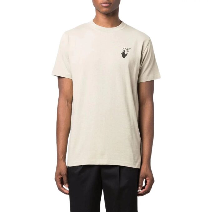 Arrow Logo Printing Round Neck Short Sleeve Creamy White