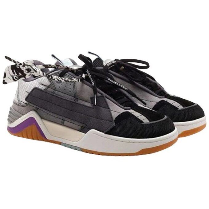 Arrow Panelled Skate Low-Top Sneaker “Black Grey Brown”