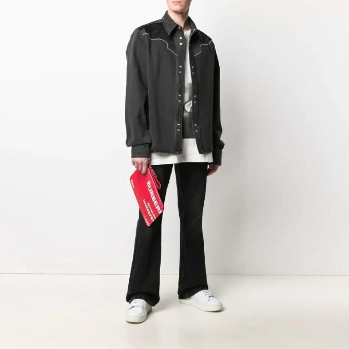 Arrow Pattern lapel Shirt Jacket Ordinary Version Gray Black