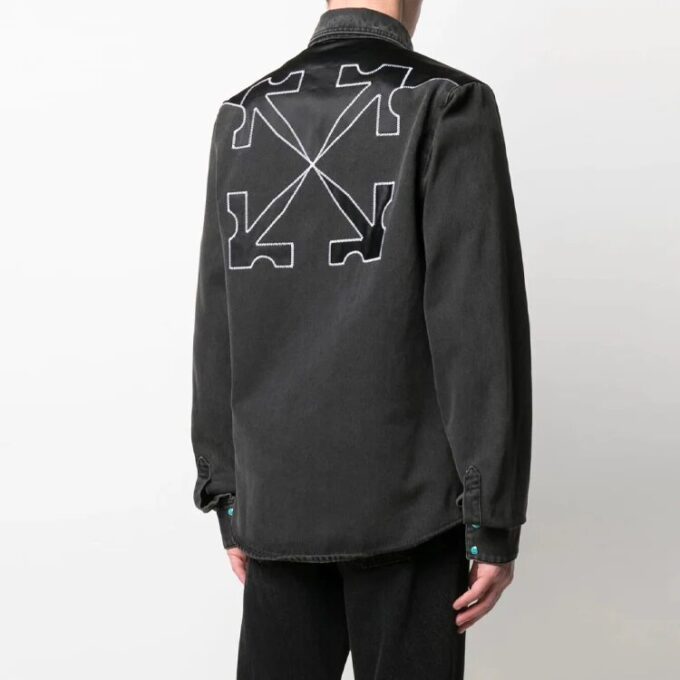Arrow Pattern lapel Shirt Jacket Ordinary Version Gray Black