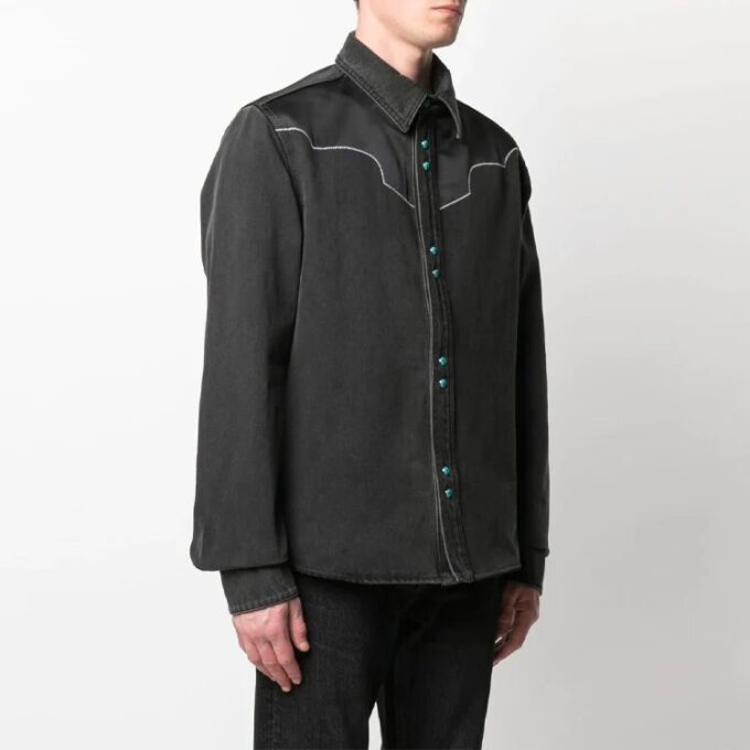 Arrow Pattern lapel Shirt Jacket Ordinary Version Gray Black