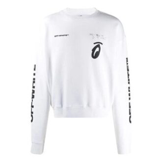 Arrow Pattern Round Neck Pullover White