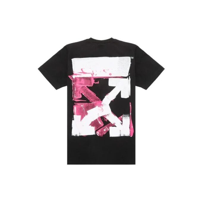 Arrow Pattern Round Neck Tee “Black White Pink”