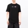 Arrow Pattern Round Neck Tee “Black White Pink”