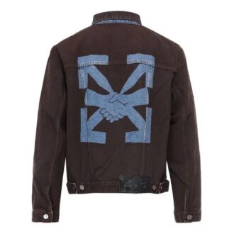 Arrow-print Denim Jacket Arrow Long-sleeve Jean Jacket Men’ s Dark Blue