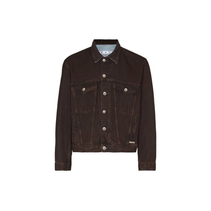 Arrow-print Denim Jacket Arrow Long-sleeve Jean Jacket Men’ s Dark Blue