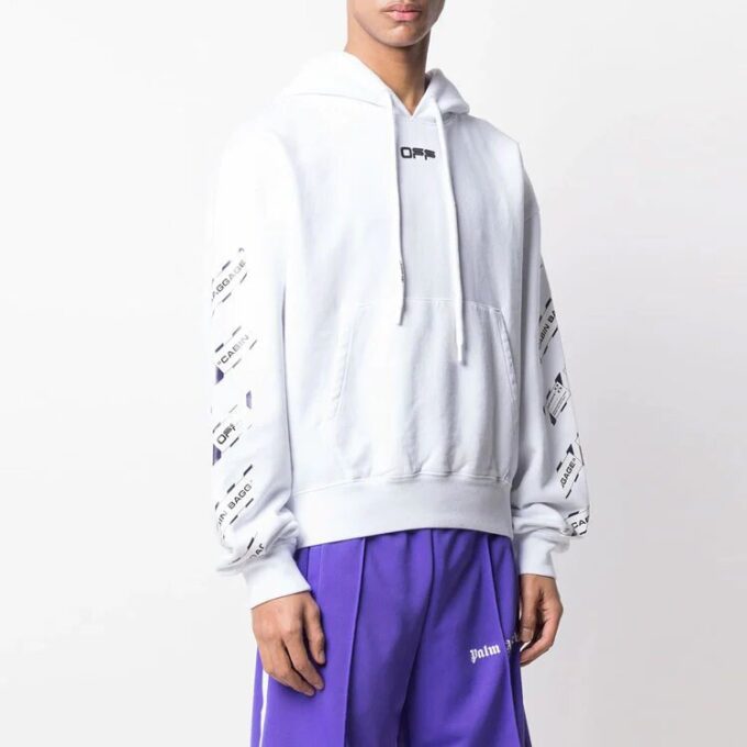 Arrow Printed Hooded sweater Men White