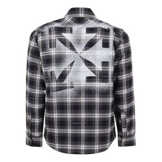 Arrow Printing Plaid Long Sleeves Shirt Black