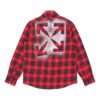 Arrow Printing Plaid Long Sleeves Shirt Red